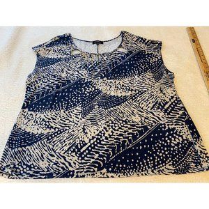 GRAYSON WOMENS PLUS SIZE 3X BLOUSE, BLUE, STRETCH BEAD TRIM